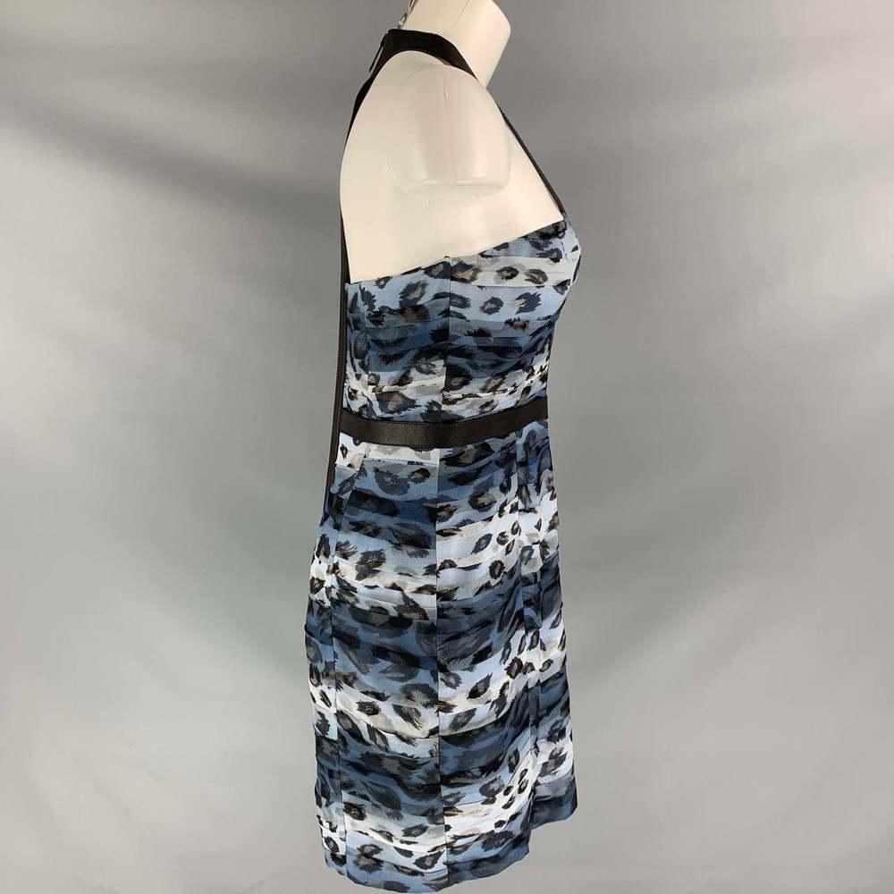 BURBERRY PRORSUM SS 2011 Blue Black Silk Camouflage Leather Knee-Length Dress - Picture 4 of 8